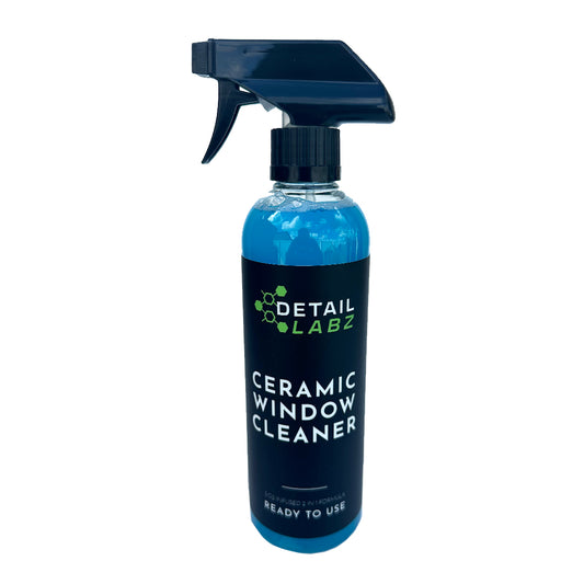 Detail Labz Glass Cleaner is a premium SiO2 infused glass cleaner that is specifically formulated to leave an invisible hydrophobic finish that will repel water for improved visibility. Glass Cleaner not only helps to prevent bugs from sticking to your glass, but it also prolongs the showroom shine by preventing snow, ice, sleet, salt, and road spray sticking to your glass as well. This formula can be used as a fast, easy, and streak-free rain repellant washer fluid.