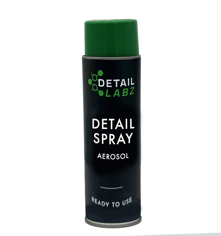 Detail Labz Detail Spray Aerosol is a great easy to use detail product to enhance and recondition the appearance of dash boards, vents, molding, and consoles. NOT FOR USE ON RUBBER.  Matte Finish Quick Drying Fresh scent Greaseless Streakless VOC Compliant